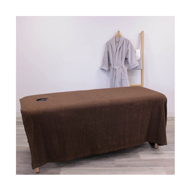 Drap de lit SPA CHOCOLAT 200X240cm(trou visage) Drap de lit SPA CHOCOLAT 200X240cm(trou visage)