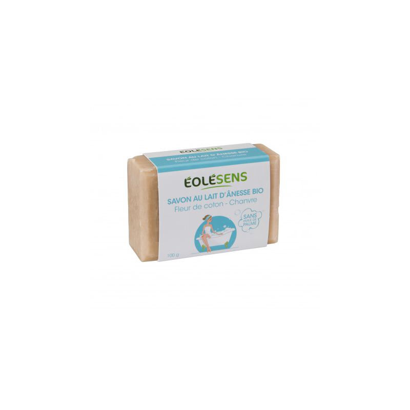Savon lait d'ânesse CHANVRE/FLEUR DE COTON 100g - EOLESENS Savon lait d'ânesse CHANVRE/FLEUR DE COTON 100g - EOLESENS