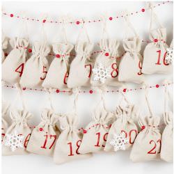 Calendrier de l'Avent en POCHON LIN