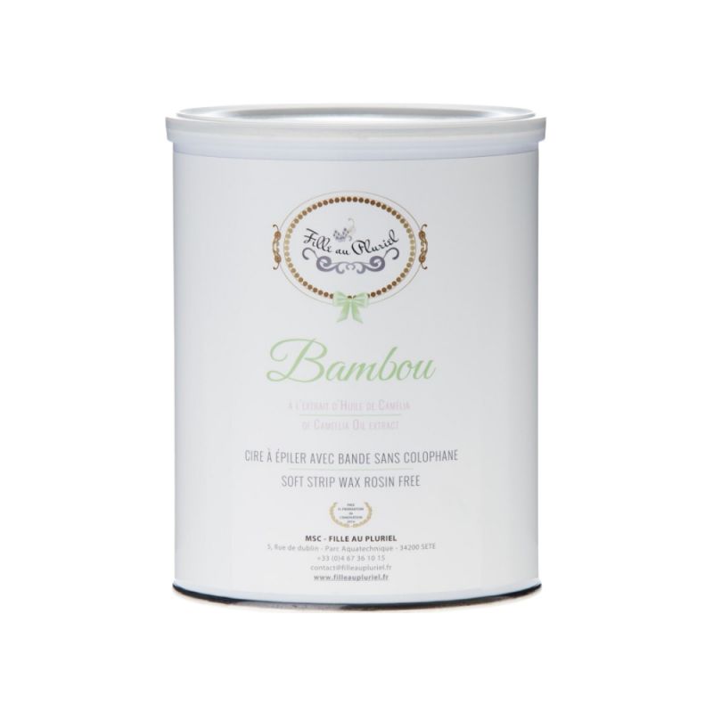 Pot de cire à épiler avec bandes BAMBOO 800g - FILLE AU PLURIEL