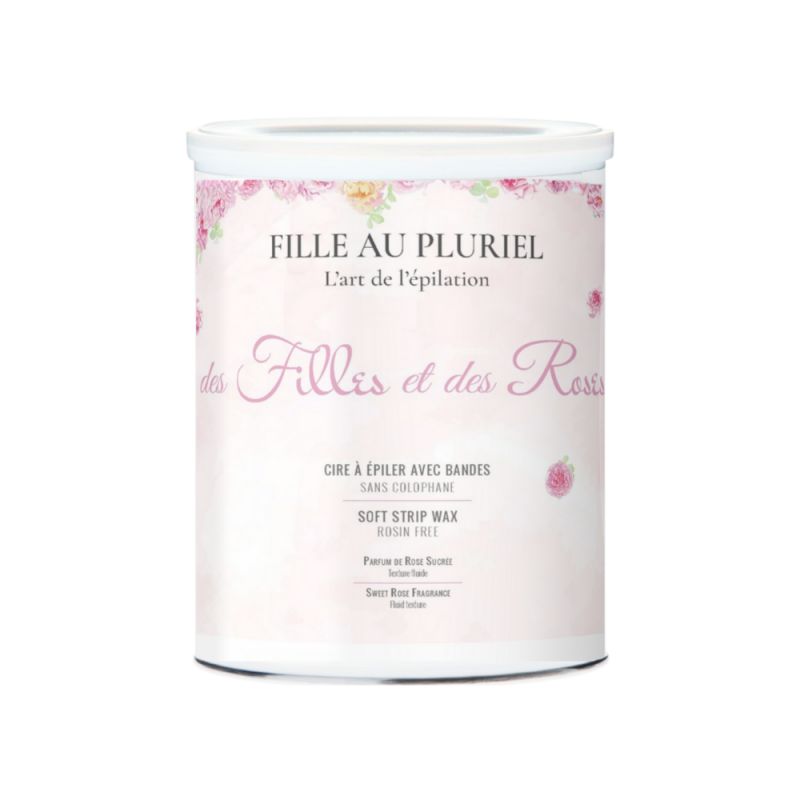 Pot de cire à épiler avec bandes DES FILLES & DES ROSES 800g  - FILLE AU PLURIEL