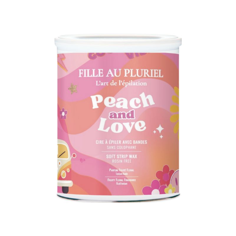 Pot de cire à épiler avec bandes PEACH AND LOVE 800g - FILLE AU PLURIEL