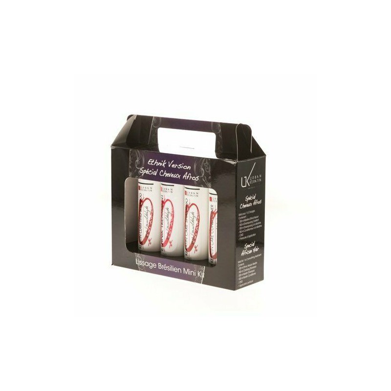 Mini Kit complet de lissage Brésilien CHEVEUX AFROS (4x100ml) Urban Keratin Mini Kit complet de lissage Brésilien CHEVEUX AFROS (4x100ml) Urban Keratin